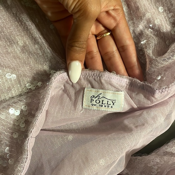 Sheer Sequin One Shoulder Cut Out Maxi Dress in Lilac - Picture 4 of 4